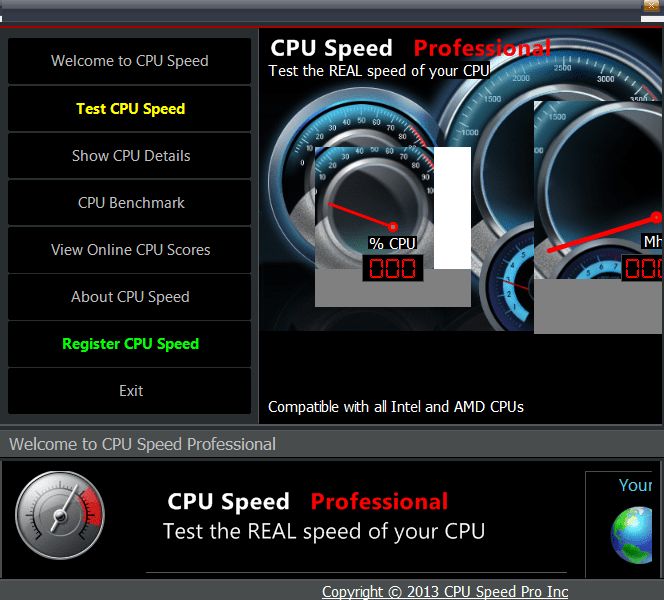 CPU Speed Professional Главное окно