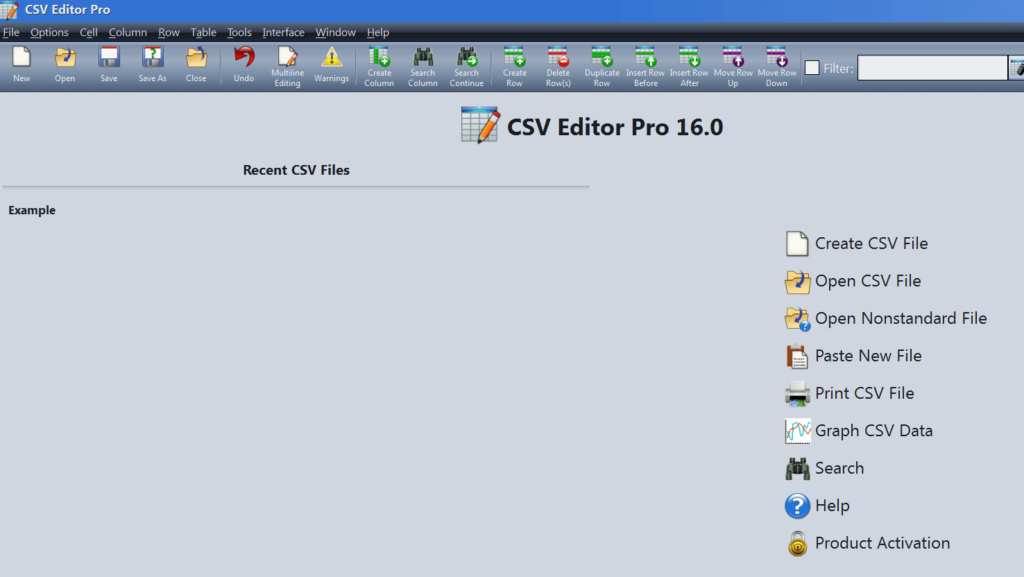 CSV Editor Pro Главное меню