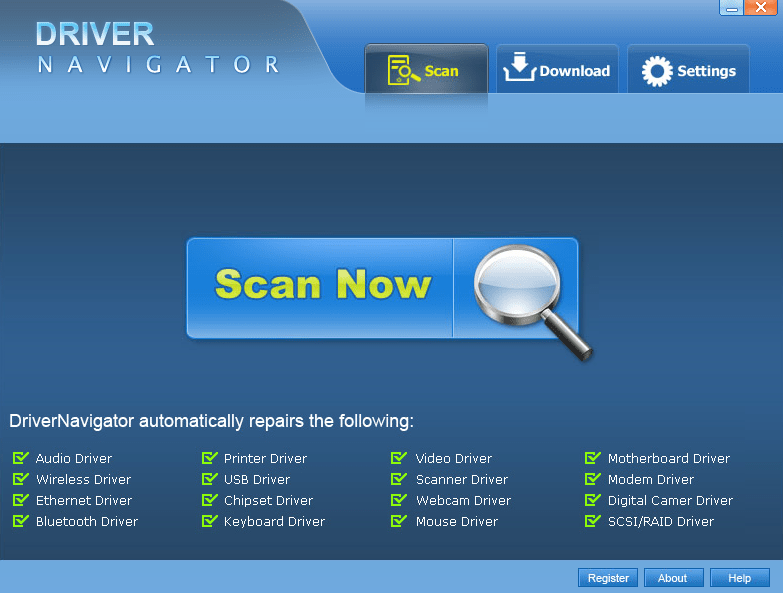 Driver Navigator Главное меню
