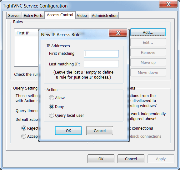 TightVNC Access rule