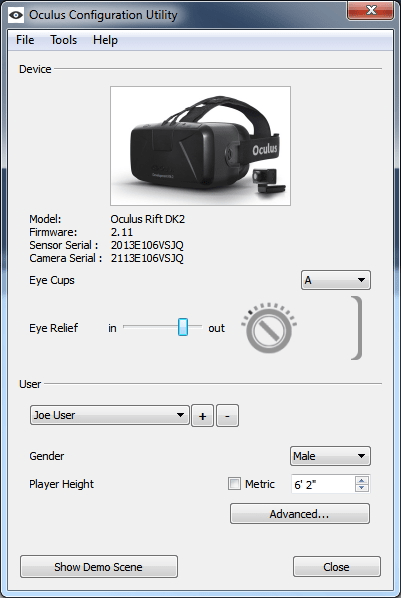 Oculus Runtime Settings