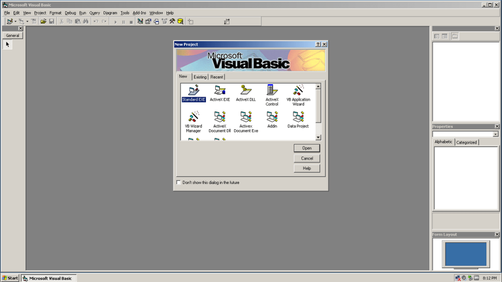Visual Basic Startup screen