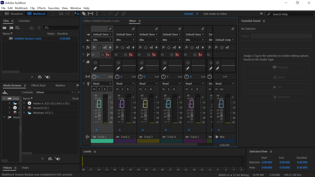 Adobe Audition Mixer