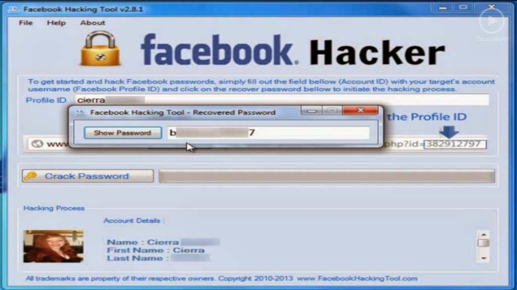 Facebook Account Hacker Main page