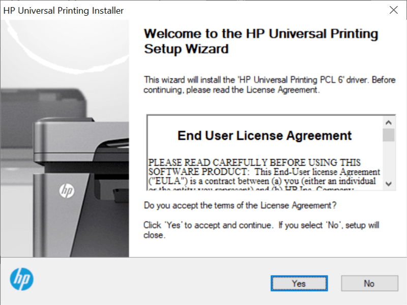 HP Universal Print Driver Installation Start