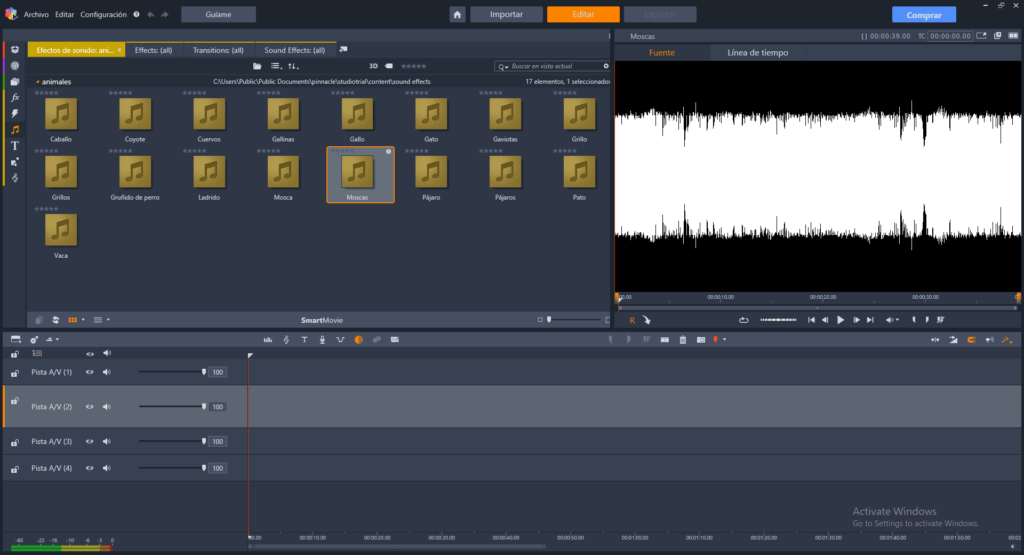 Pinnacle Studio Editor 10 Efectos sonidos