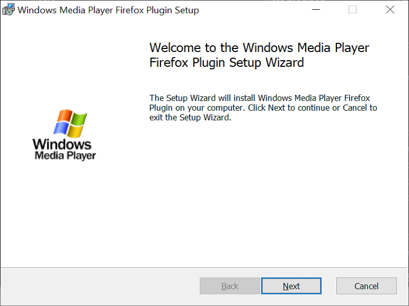 Windows Media Player Firefox Plugin Installation Main Window