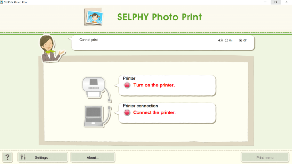 SELPHY Photo Print Main menu