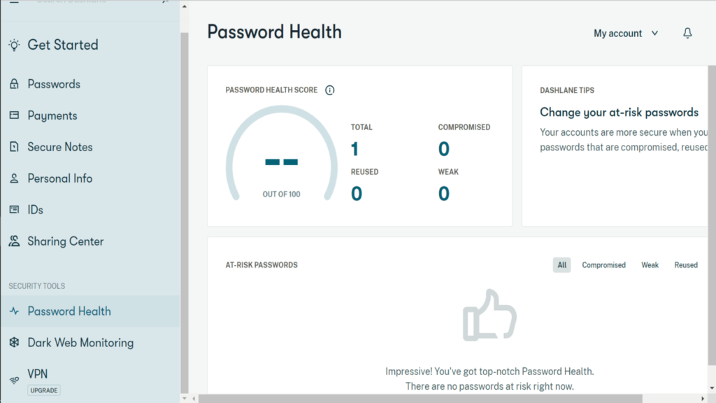 Dashlane Password health