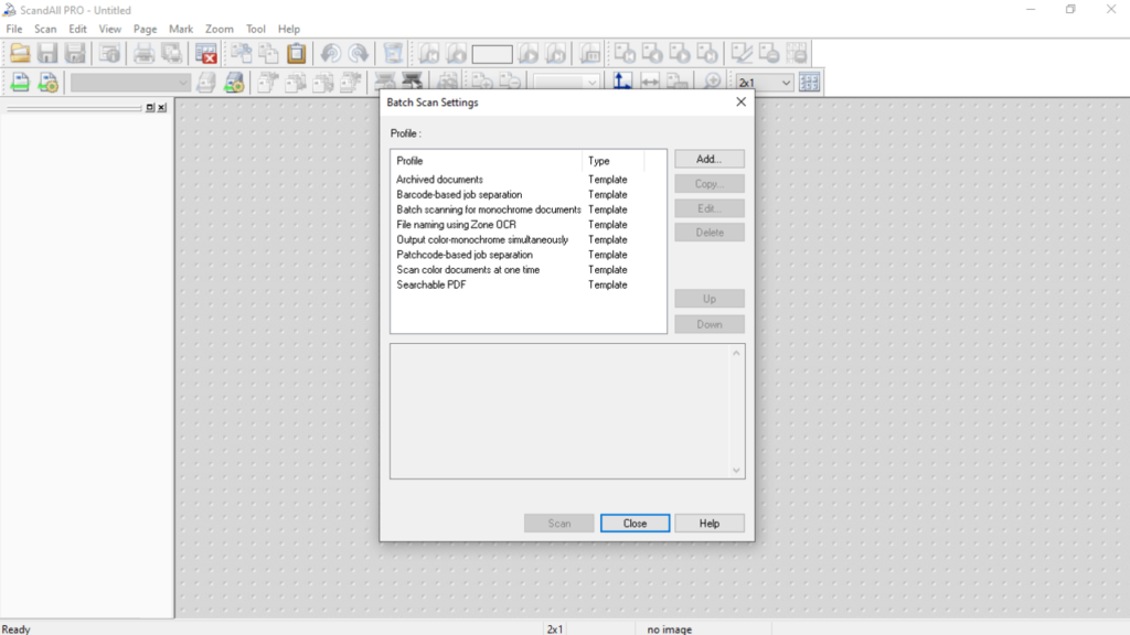 Fujitsu ScandAll PRO Batch scan settings