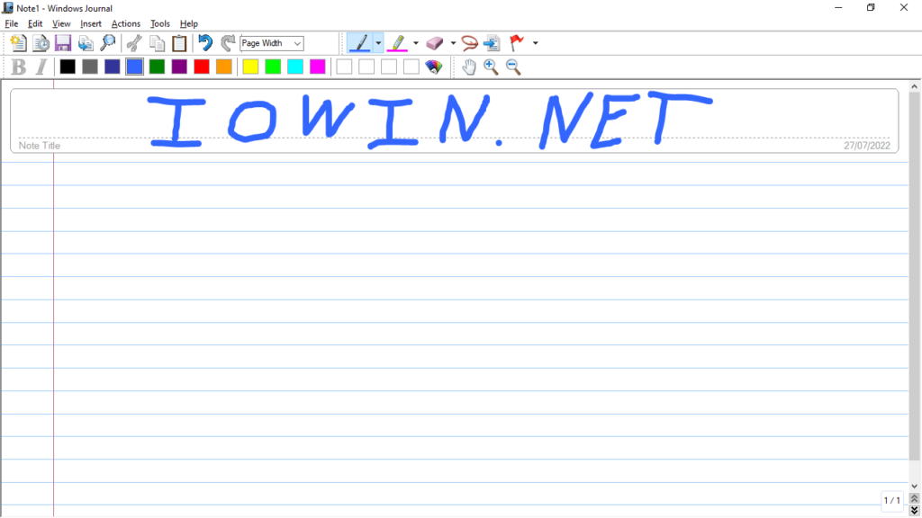 Microsoft Windows Journal Viewer Simple note
