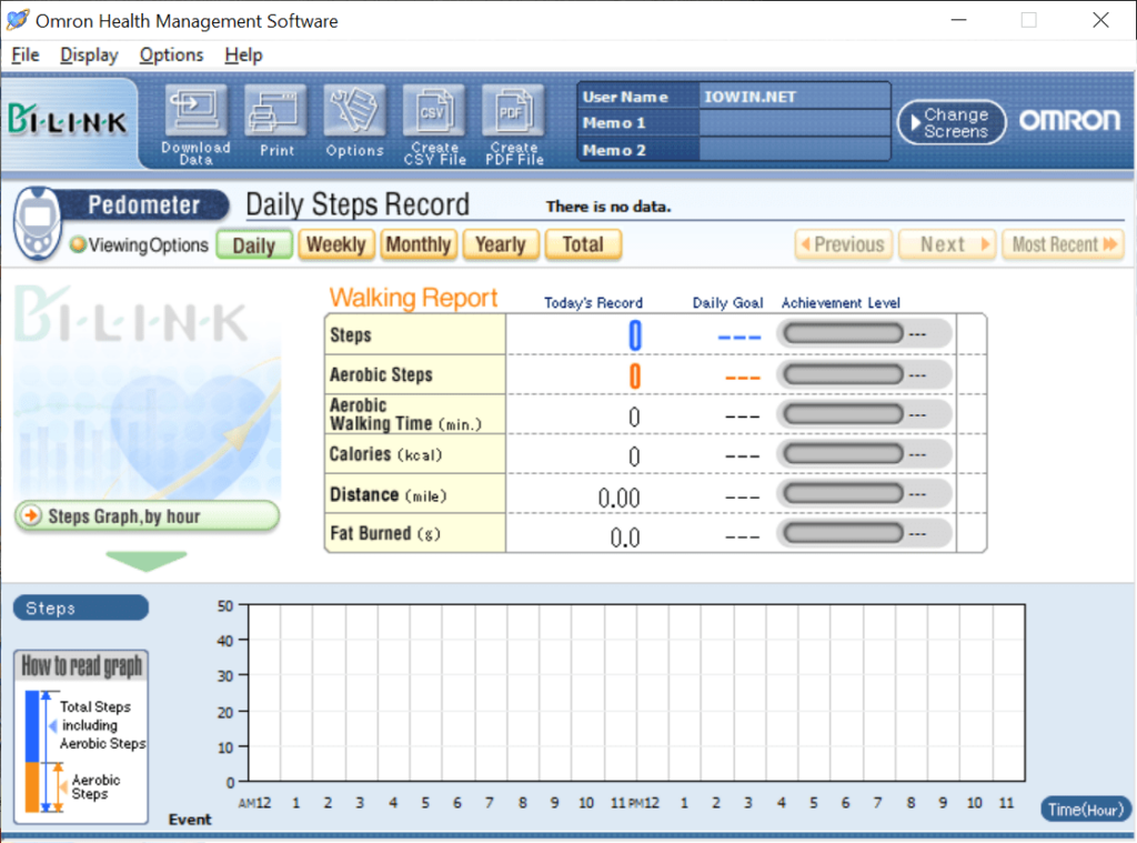 Omron Health Management Software Pedometer