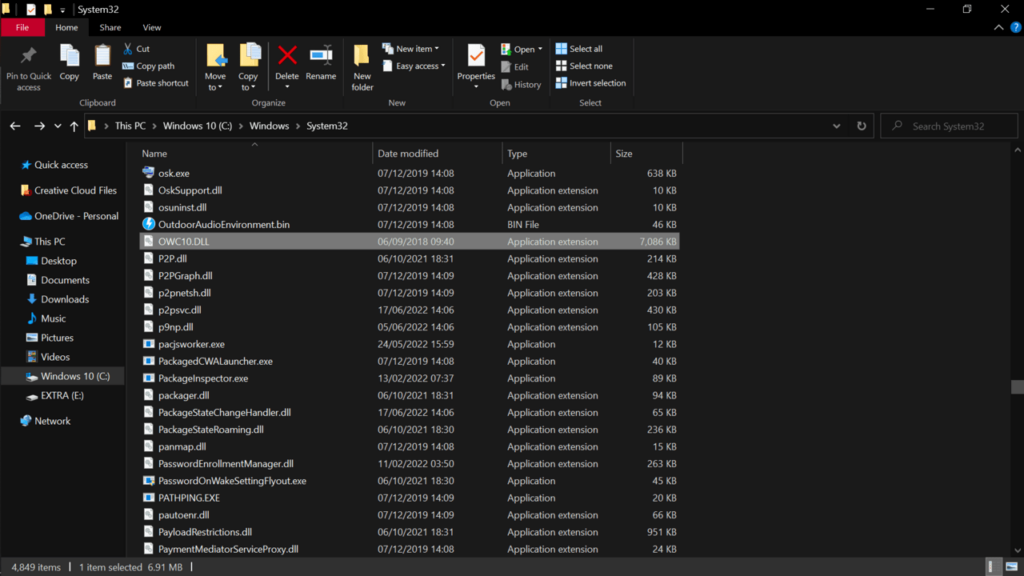 Owc10 dll in System folder