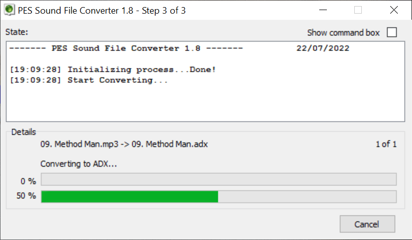 PES Sound File Converter 変換プロセス