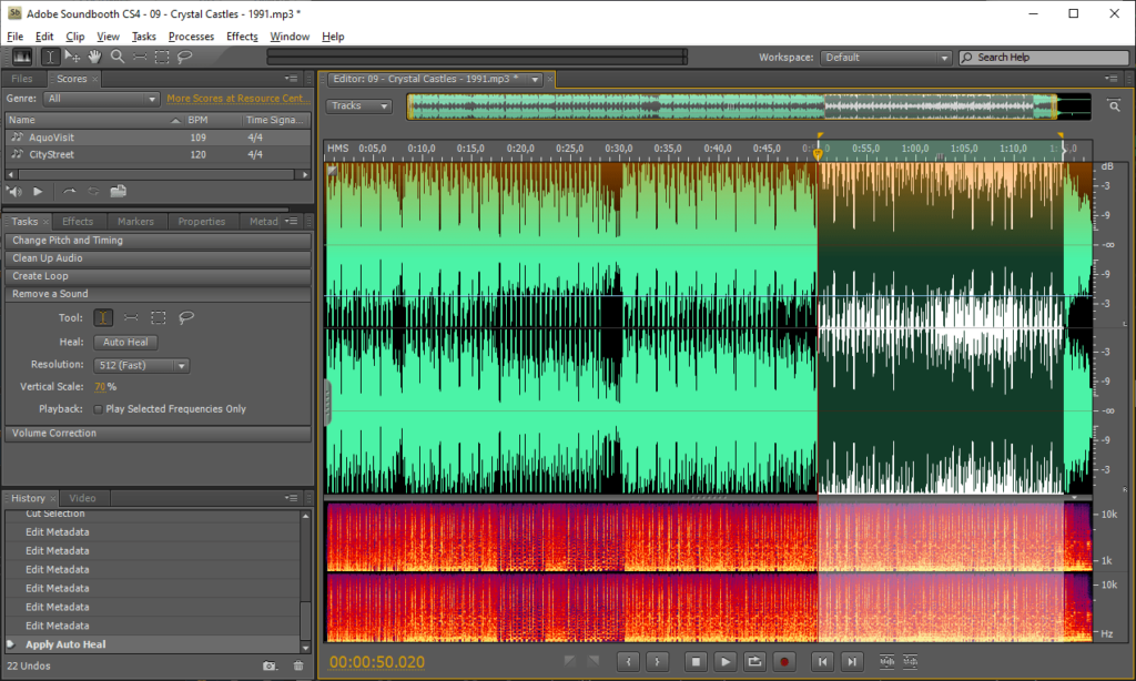 Adobe Soundbooth CS4 Frequency display