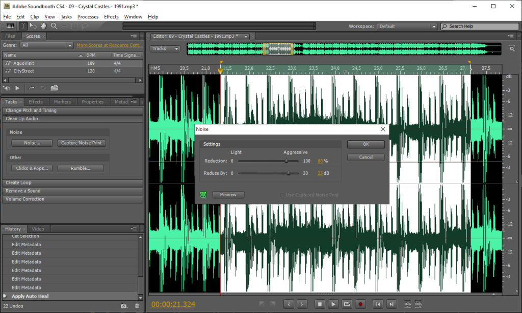 Adobe Soundbooth CS4 Noise reduction