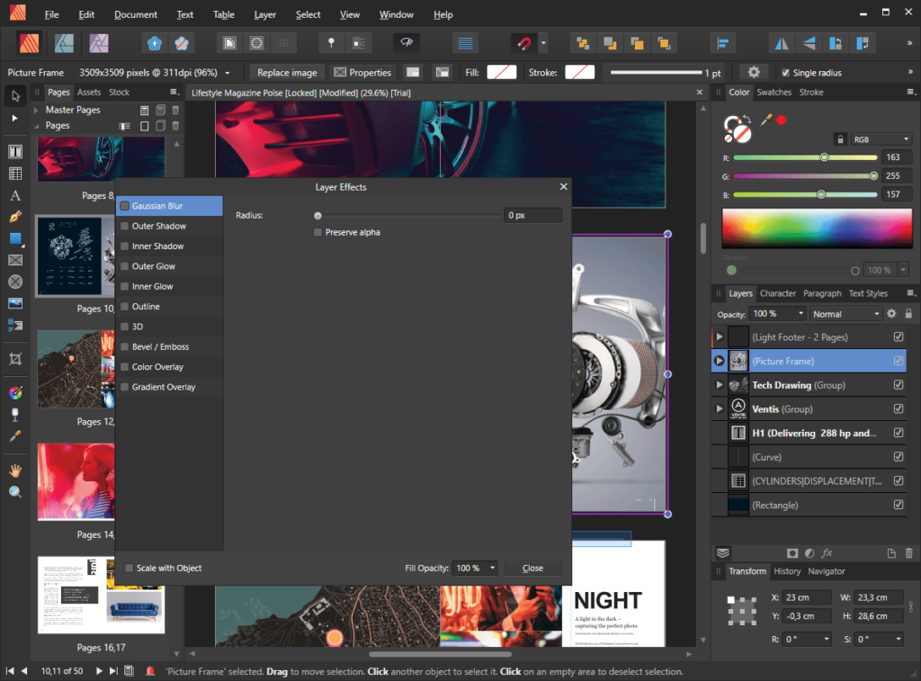 Affinity Publisher Layer properties