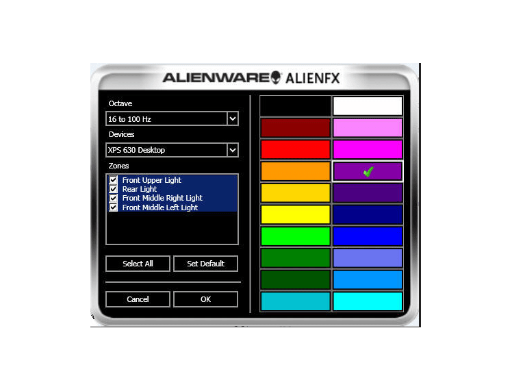 Alienware AlienFX Color selection
