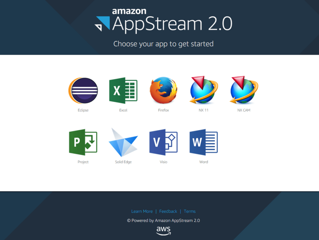 Amazon AppStream Program selection