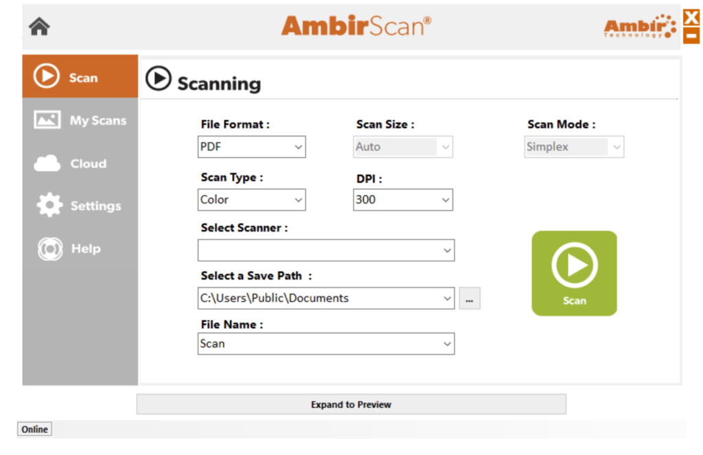 AmbirScan Scanning