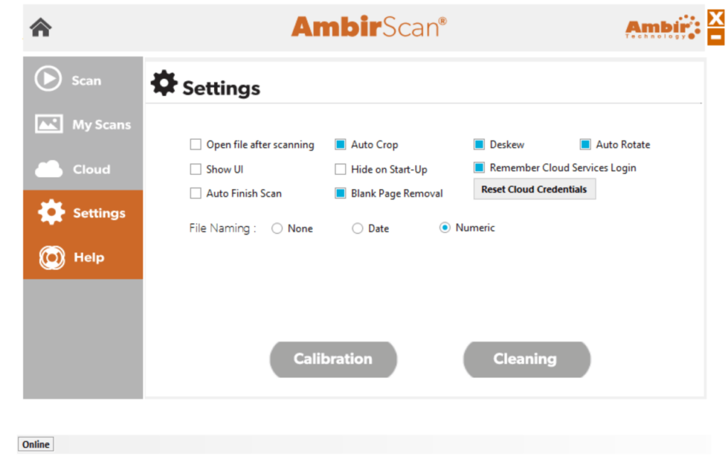 AmbirScan Settings