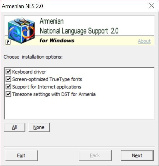 Armenian NLS Installation options
