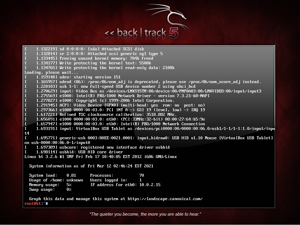 BackTrack Command line interface