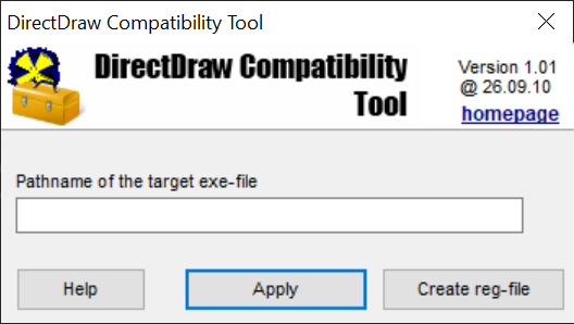 DirectDraw Compatibility Tool Main window