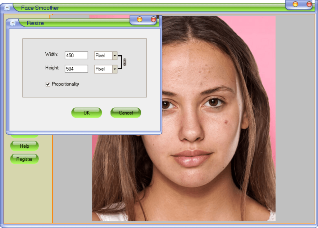 Face Smoother Resizing settings