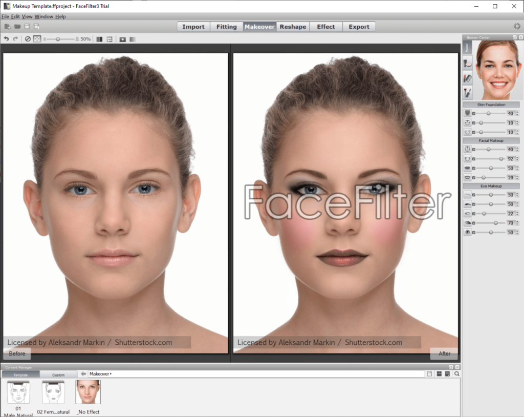 FaceFilter Makeup application