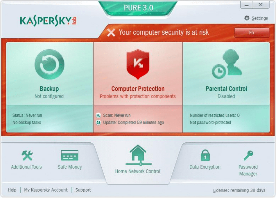 Kaspersky PURE Home network control