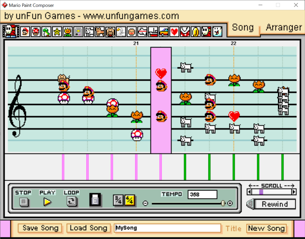 Mario Paint Composer Playing the song