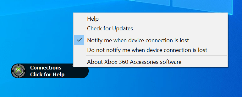 Microsoft Xbox 360 Accessories Main window