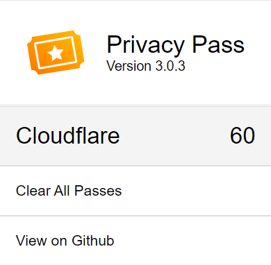Privacy Pass Main window
