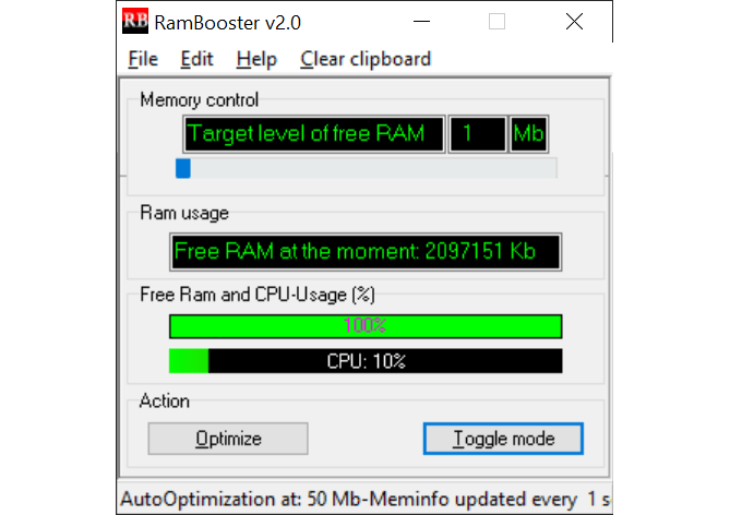 RamBooster RAM monitor