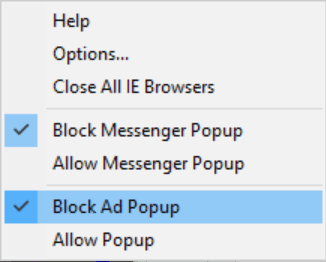 Smart Popup Blocker Tray menu