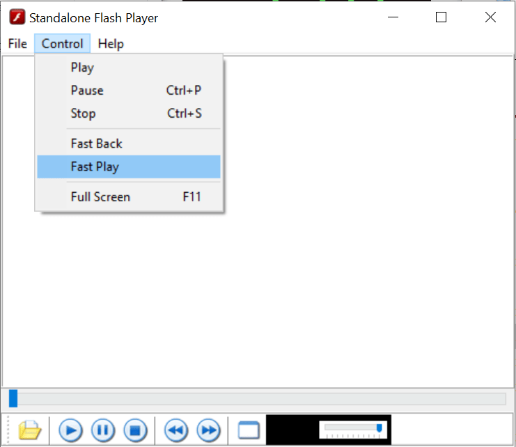 Standalone Flash Player Control options
