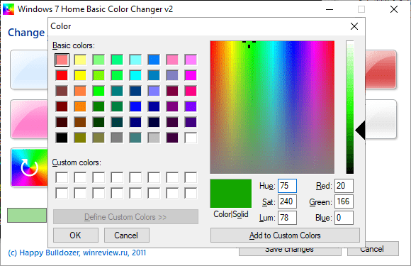 Windows 7 Home Basic Color Changer Custom colors