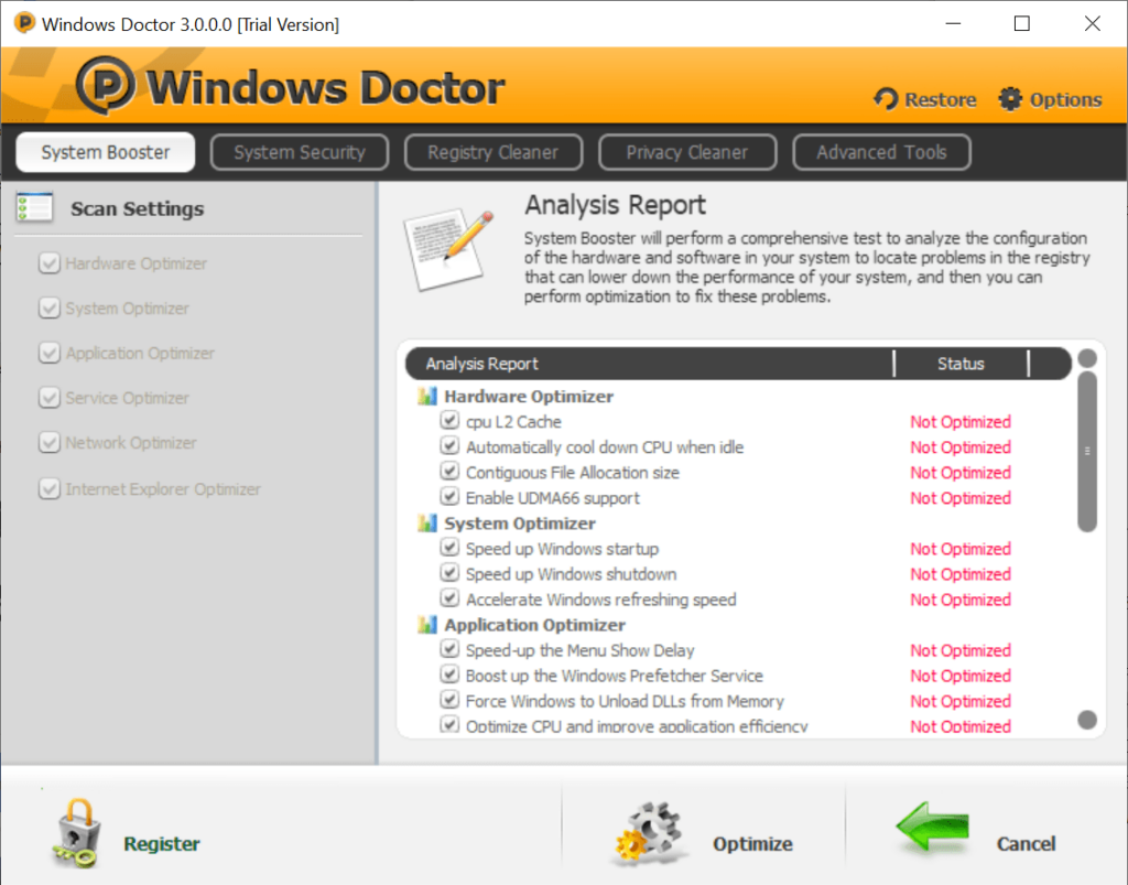 Windows Doctor Analysis report