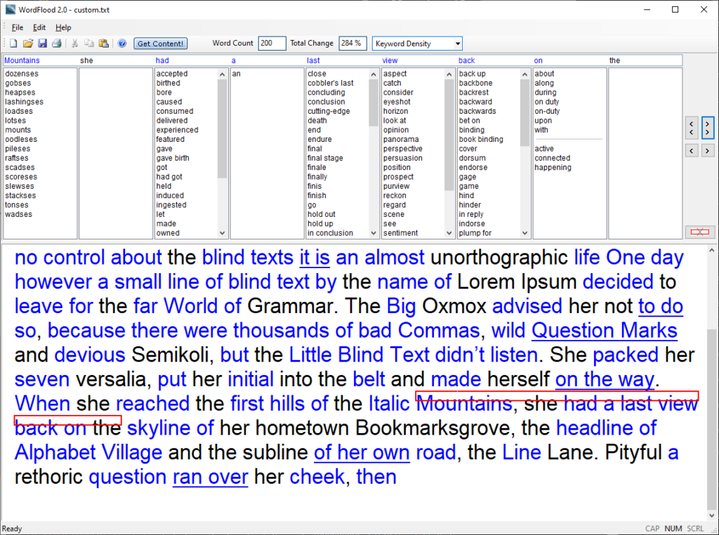 WordFlood Possible synonyms