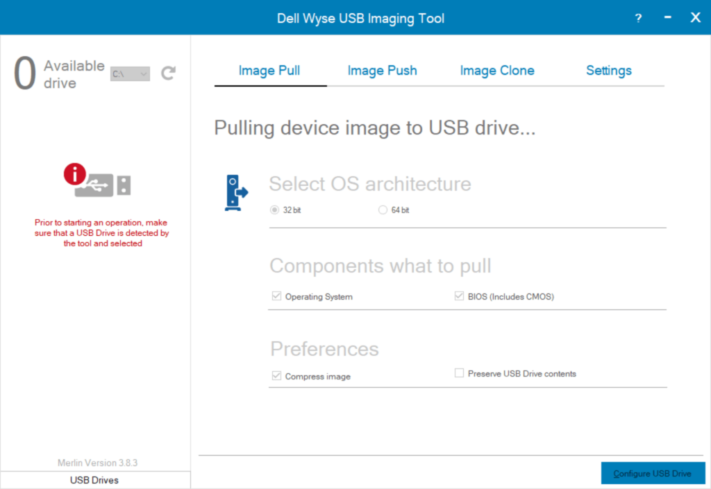 Wyse USB Firmware Tool Pulling an image