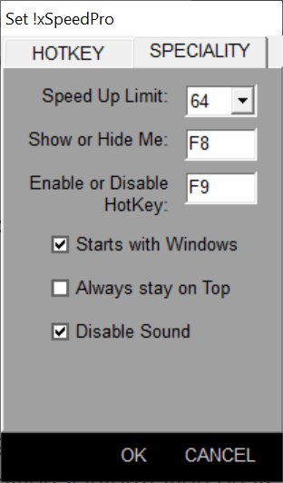 xSpeedPro Special settings