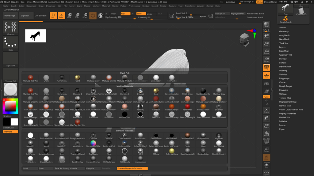 Zbrush Textures and materials