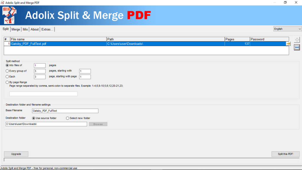 Adolix Split Merge PDF Split