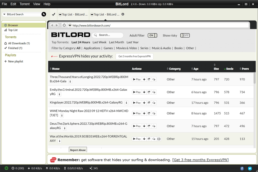 BitLord Content browser