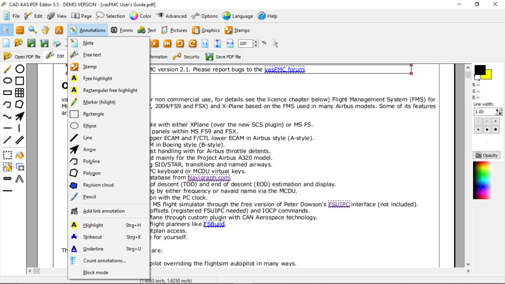 CAD KAS PDF Editor Annotations