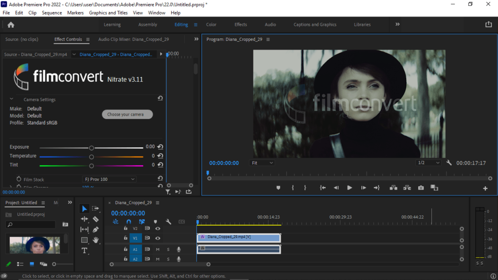 FilmConvert in Adobe Premier