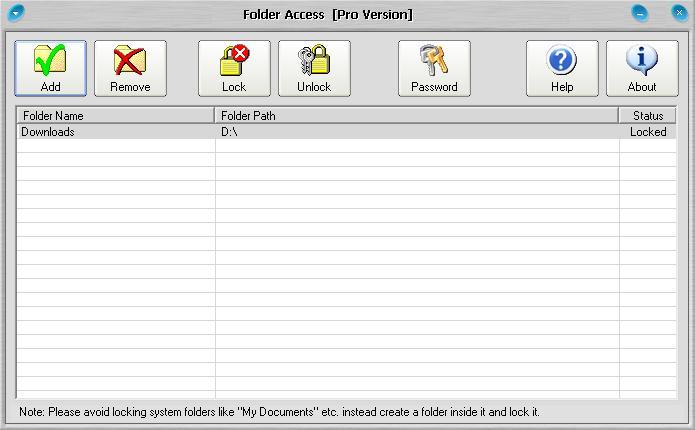 Folder Access Protected folders
