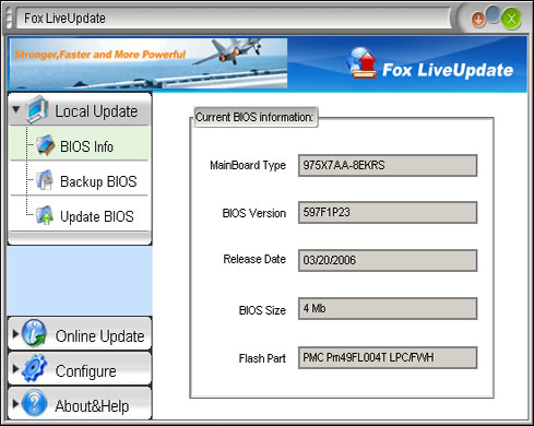 FOX LiveUpdate BIOS information