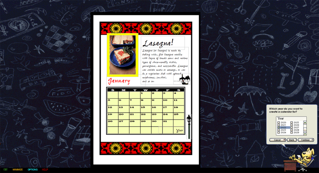 Microsoft Greetings Workshop Calendar design